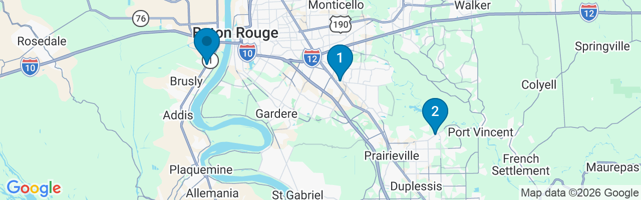 Map showing facility locations