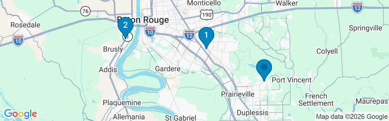 Map showing facility locations